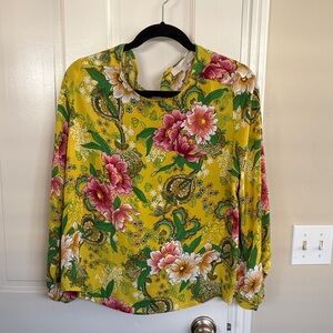 LOFT Petite Floral Yellow Women's Top Sz PM